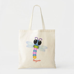 Bolsa Tote Ilustração de desenho animado de libélula azul