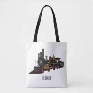 Bolsa Tote Ilustração de desenho animado de locomotiva a vapo
