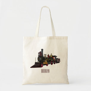 Bolsa Tote Ilustração de desenho animado de locomotiva a vapo