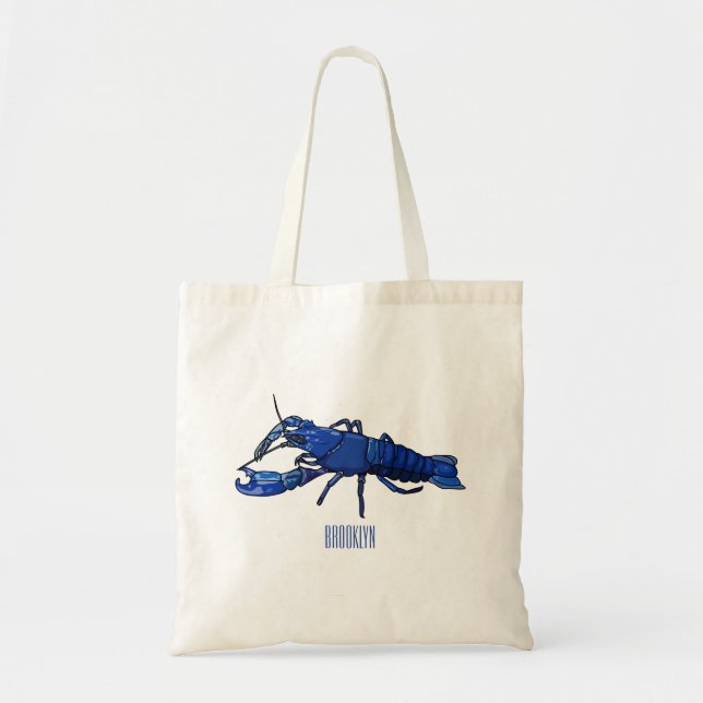Bolsa Tote Ilustração de desenho animado de marron azul (Frente)