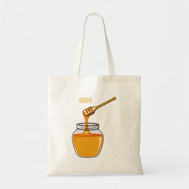Bolsa Tote Ilustração de desenho animado de mel (Frente)