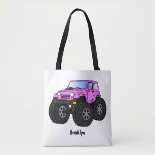 Bolsa Tote Ilustração de desenho animado de monstro rosa