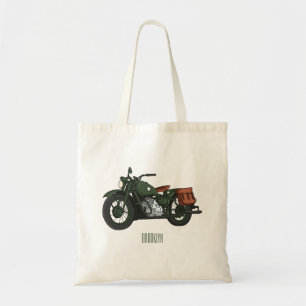 Bolsa Tote Ilustração de desenho animado de motocicleta milit
