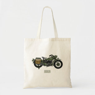 Bolsa Tote Ilustração de desenho animado de motocicleta milit