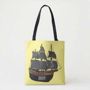 Bolsa Tote Ilustração de desenho animado de navio pirata