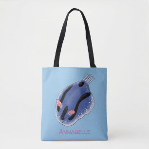 Bolsa Tote Ilustração de desenho animado de nudibranch azul