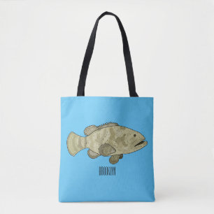 Bolsa Tote Ilustração de desenho animado de peixe-grua