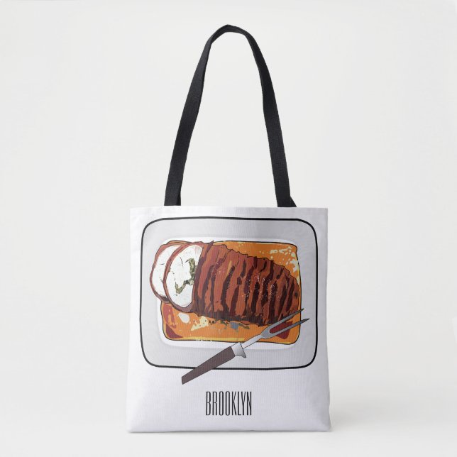Bolsa Tote Ilustração de desenho animado de peru-bravo (Frente)