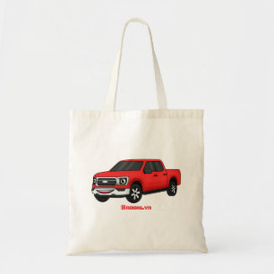 Bolsa Tote Ilustração de desenho animado de picup vermelho-