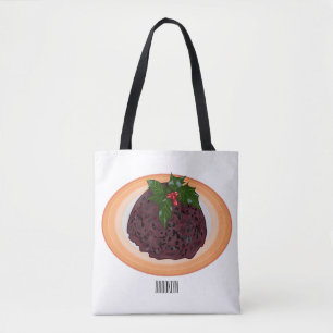 Bolsa Tote Ilustração de desenho animado de pudim de Natal