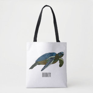 Bolsa Tote Ilustração de desenho animado de tartaruga marinha