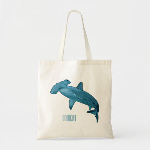 Bolsa Tote Ilustração de desenho animado de tubarão-martelo
