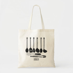 Bolsa Tote Ilustração de desenho animado de utensílios de coz