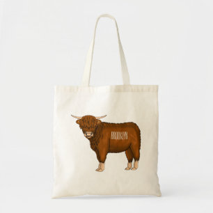Bolsa Tote Ilustração de desenho animado de vaca em terras al