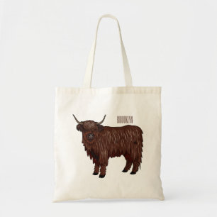 Bolsa Tote Ilustração de desenho animado de vaca em terras al