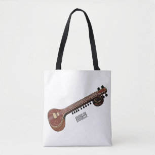 Bolsa Tote Ilustração de desenho animado de violão