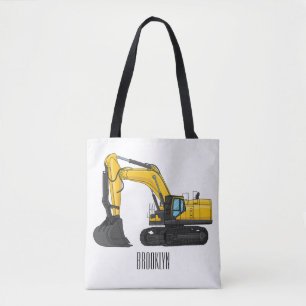 Bolsa Tote Ilustração de desenho animado do crawler escavator