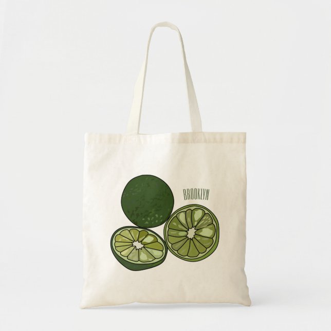 Bolsa Tote Ilustração de desenho animado do limão Kaffir (Frente)