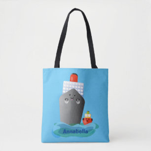 Bolsa Tote Ilustração de desenho animado do navio de linha do