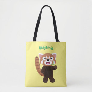Bolsa Tote Ilustração de desenho animado do panda vermelho-