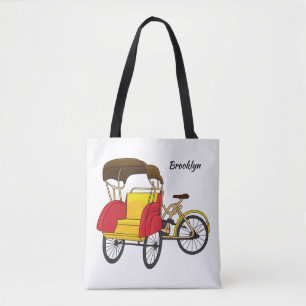 Bolsa Tote Ilustração de desenho animado do rickshaw Pedica