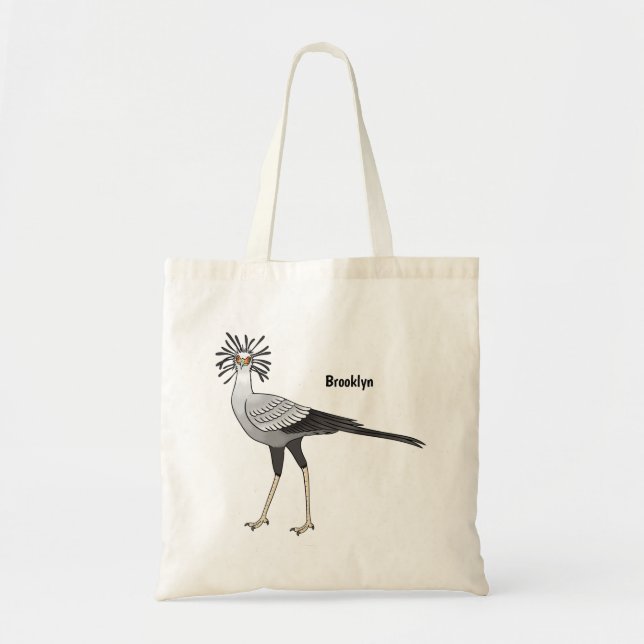 Bolsa Tote Ilustração de desenho animado do Secretário Pássar (Frente)