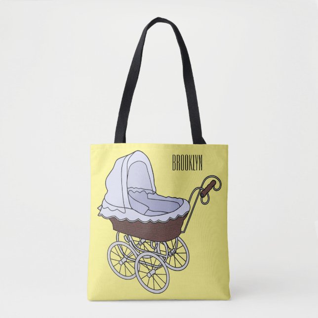 Bolsa Tote Ilustração de desenho animado do stroller (Frente)