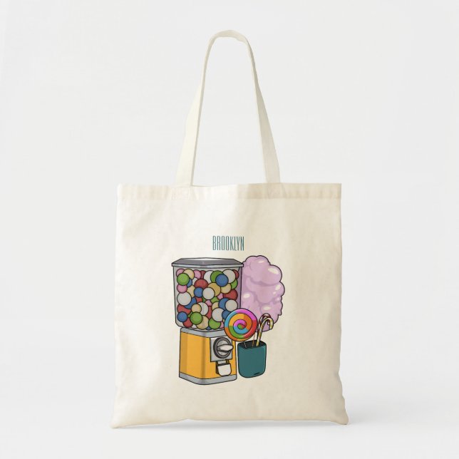 Bolsa Tote Ilustração de desenho animado doce (Frente)