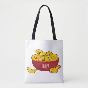 Bolsa Tote Ilustração de desenho animado em chip de batata