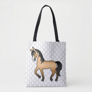 Bolsa Tote Ilustração de desenho animado fofo de cavalo trota