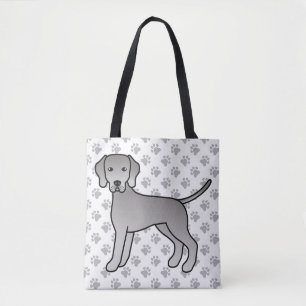 Bolsa Tote Ilustração de desenho animado fofo do cão Weimaran