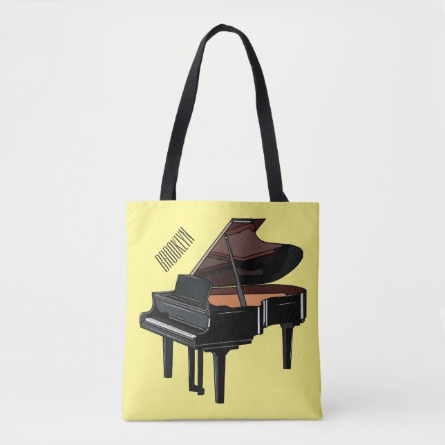 Bolsa Tote Ilustração de desenho animado Piano (Frente)