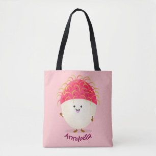 Bolsa Tote Ilustração de desenho animado rosa-claro