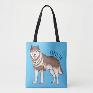 Bolsa Tote Ilustração de desenho animado siberiano husky