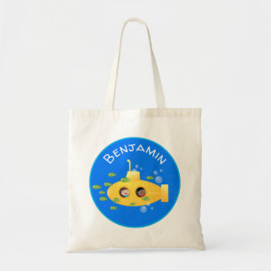 Bolsa Tote Ilustração de desenho animado submarino amarelo