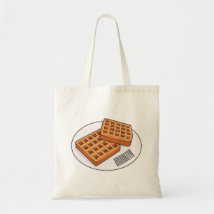 Bolsa Tote Ilustração de desenho animado Waffle