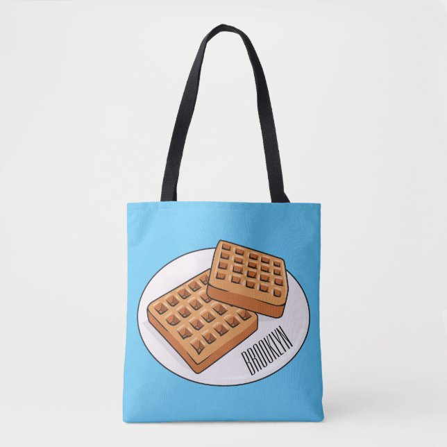 Bolsa Tote Ilustração de desenho animado Waffle (Frente)