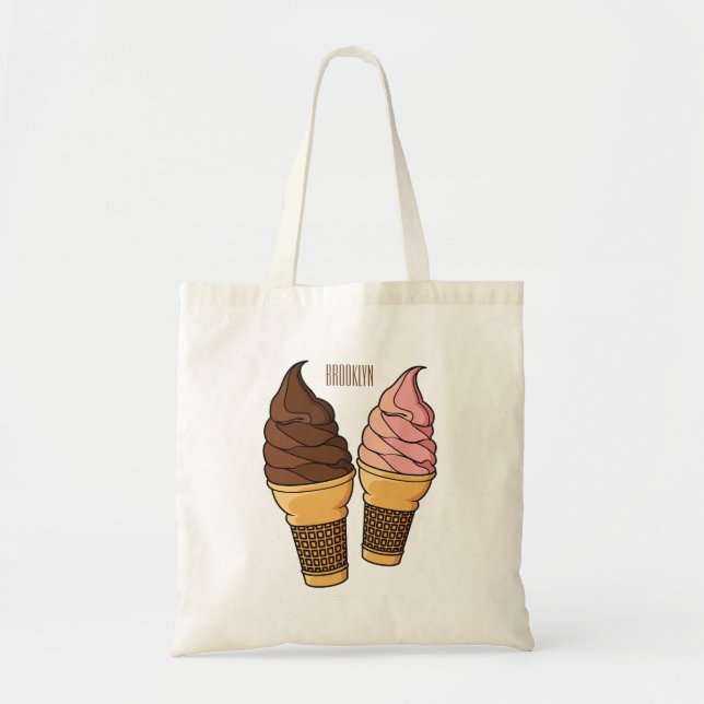 Bolsa Tote ilustração de desenho de cone de sorvete (Frente)