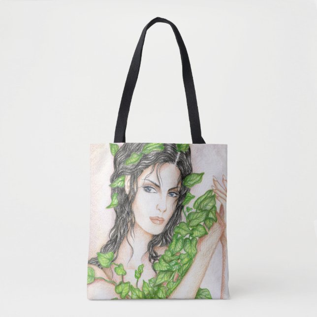 Bolsa Tote Ilustração De Desenho De Retrato Da Ivy Girl (Frente)