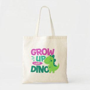 Bolsa Tote Ilustração de Dinossauro Fofo Crescer Como Dino