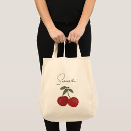 Bolsa Tote Ilustração de Duas Cerejas Vermelhas | Arte de Fru