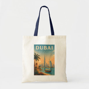 Bolsa Tote Ilustração de Dubai UAE Viagem Arte Vintage
