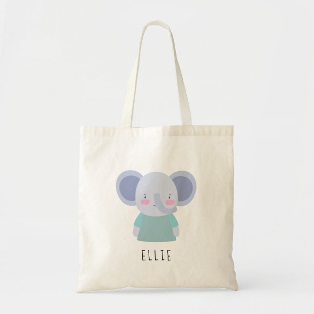 Bolsa Tote Ilustração de Elefante Gratuito - Personalizável (Frente)