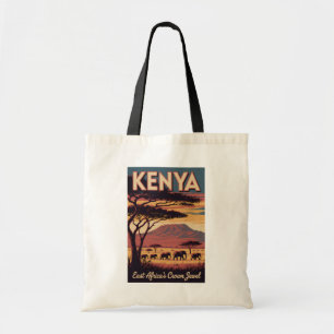 Bolsa Tote Ilustração de Elefantes do Quênia Arte de Viagem V