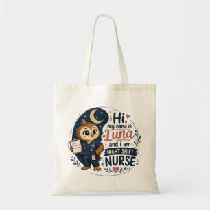 Bolsa Tote Ilustração de Enfermeira Noturna RN Coruja Fofa