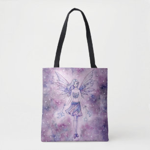 Bolsa Tote Ilustração de Fantasia da Fada Roxa Astralina Fofa