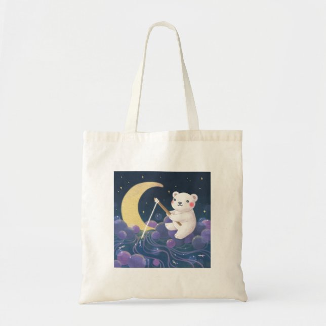 Bolsa Tote Ilustração de Fantasia do Sonho do Urso Polar (Frente)