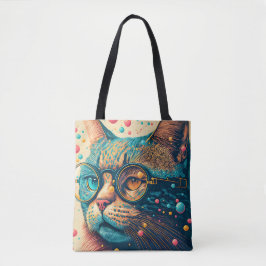 Bolsa Tote Ilustração de Fechamento de Gato de Gato