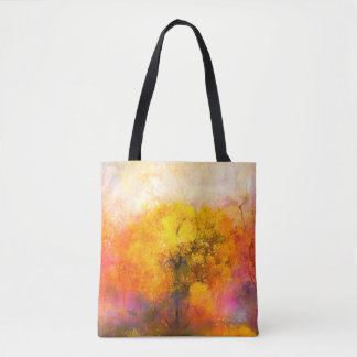 Bolsa Tote Ilustração de floresta de outono suave e colorida.