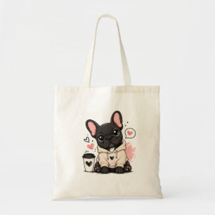 Bolsa Tote Ilustração de French Bulldog com Capuz Fofo